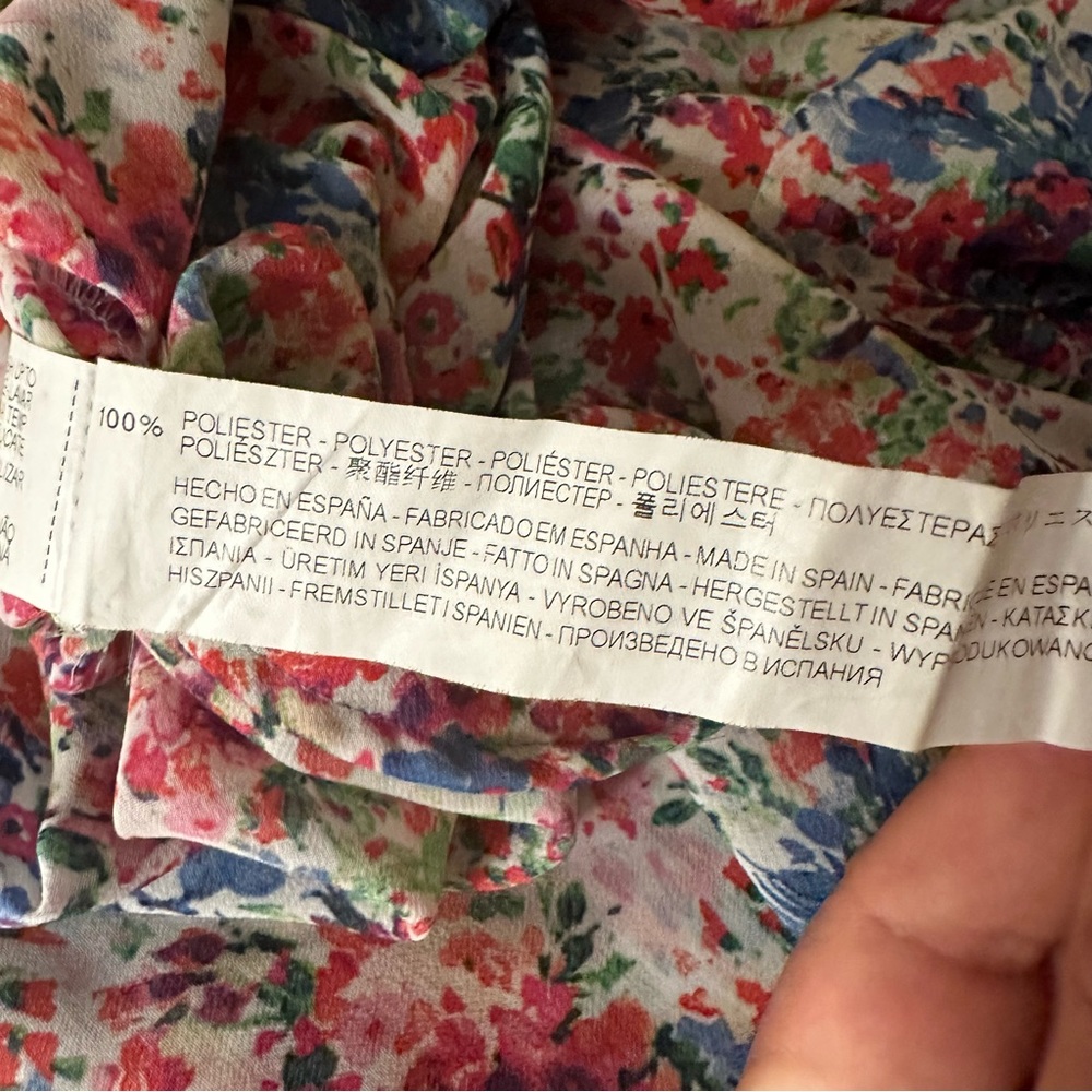 Zara Long Sleeve Top Blouse Floral Orange size L Women - Picture 10 of 10